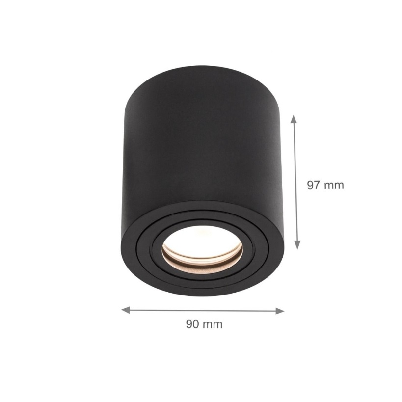 LED Spot GU10 Socket Surface-Mounted Round IP65 Black 