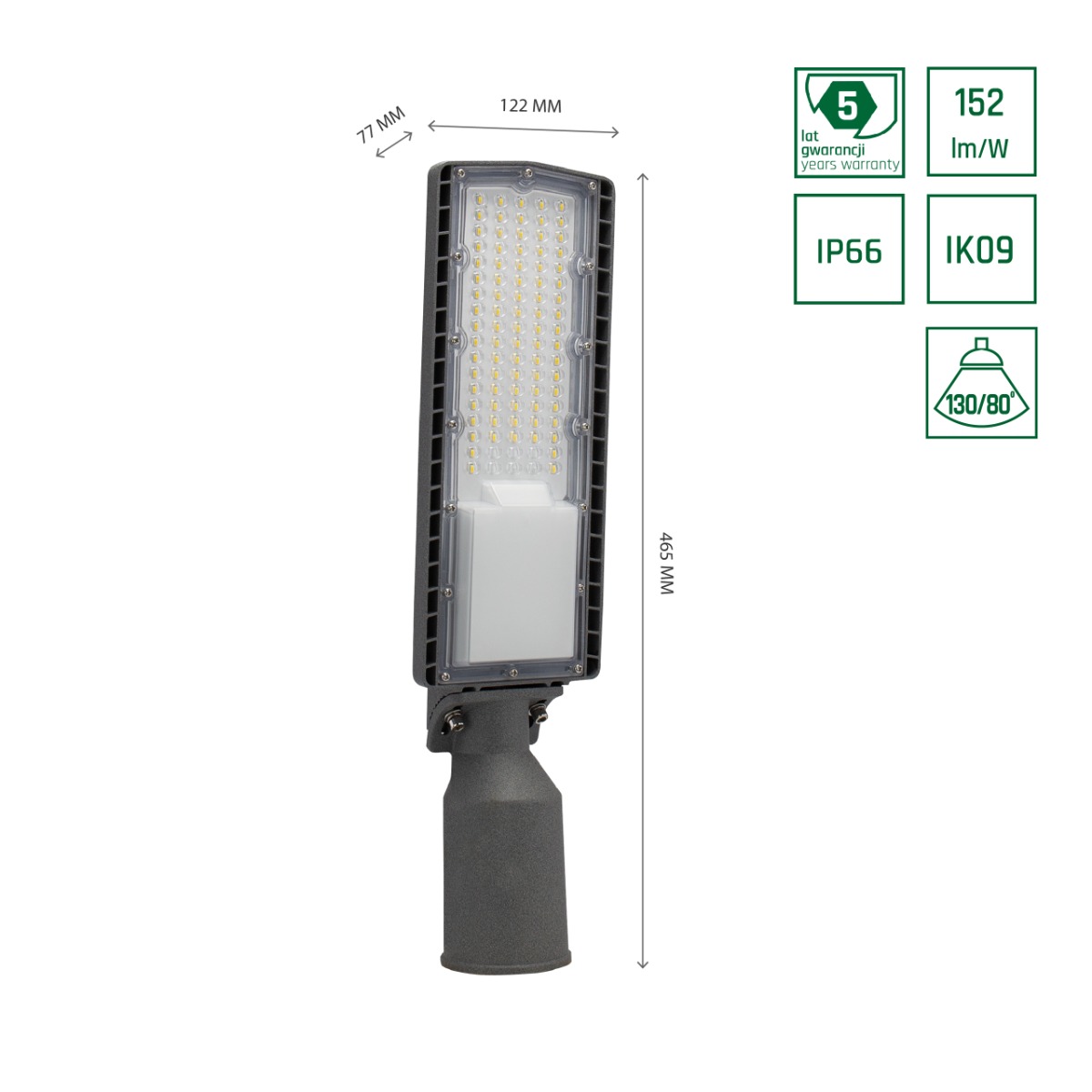 Led Street Lighting 50w Tiltable 152L/W IP66