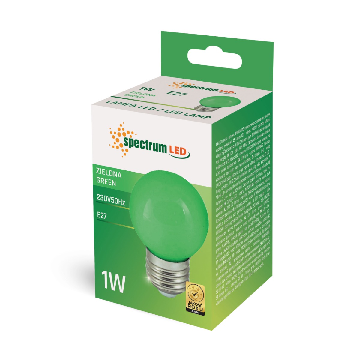 Green LED lamp with E27 fitting 1 Watt