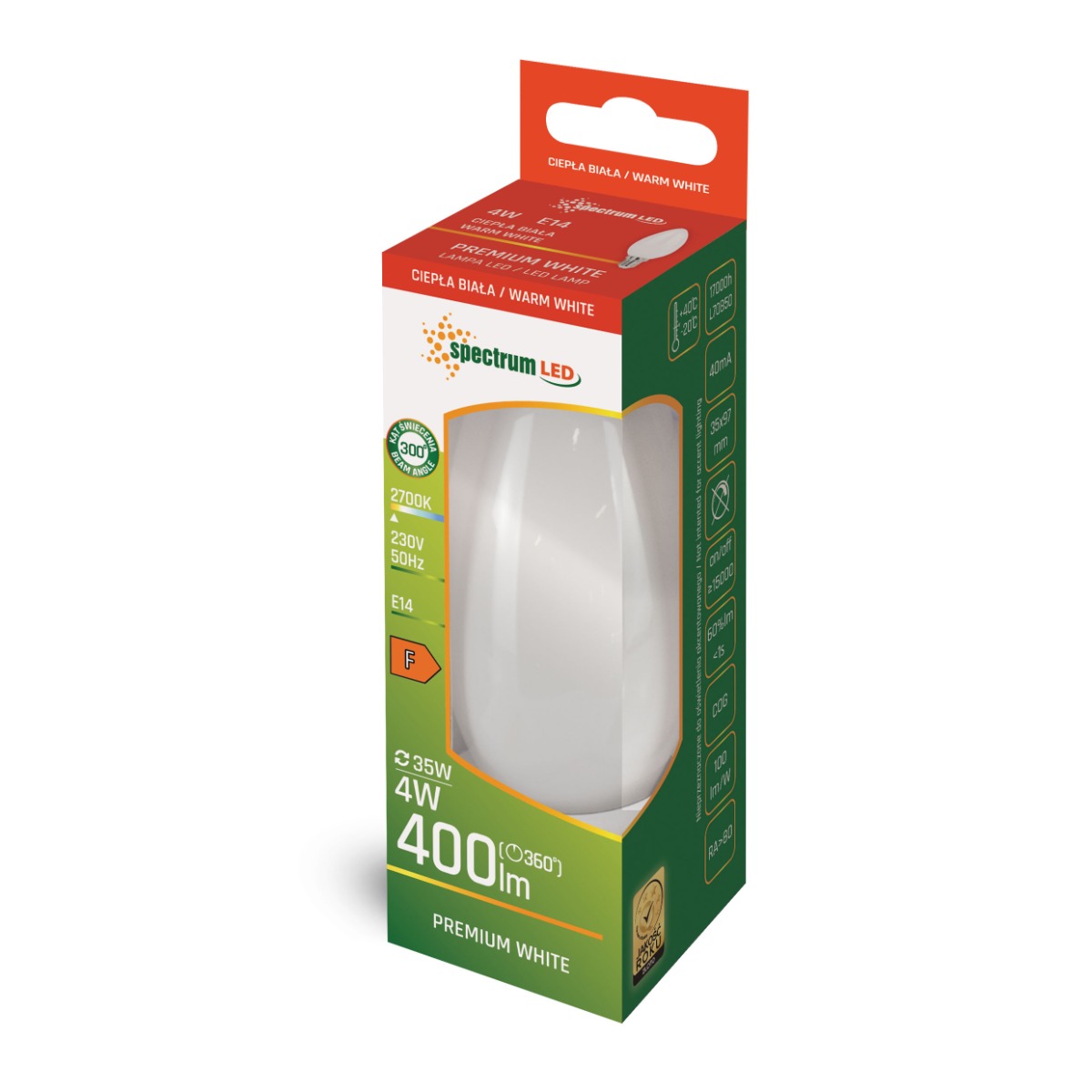 E14 LED Candle Bulb 4W COG Milk Glass230V