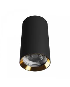 Surface-mounted spot GU10 – round – black/gold – IP20 – 55×100 mm – without bulb