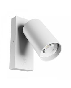 Wall light GU10 – round – white – with switch – IP20 – 55×100 mm – without bulb