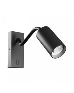 Wall light GU10 – flexible arm – round – black – with switch – IP20 – 55×100×410 mm – without bulb