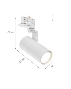 3-Phase Track Spotlight GU10 White – 56,5×121×172 mm