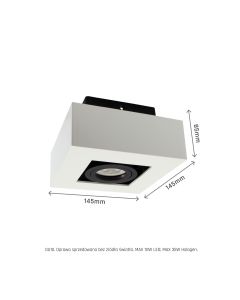 Surface-mounted spot GU10 – square – white/black – adjustable – IP20 – 145×145×85 mm – without bulb