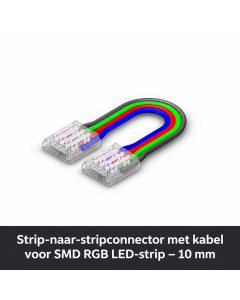 Strip-to-strip connector with cable for SMD RGB LED strip – 10 mm
