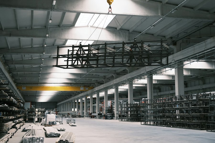Warehouse with high ceiling lighting
