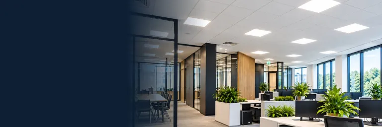 LED panels in a modern office