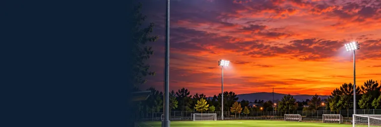 LED floodlights on a football pitch