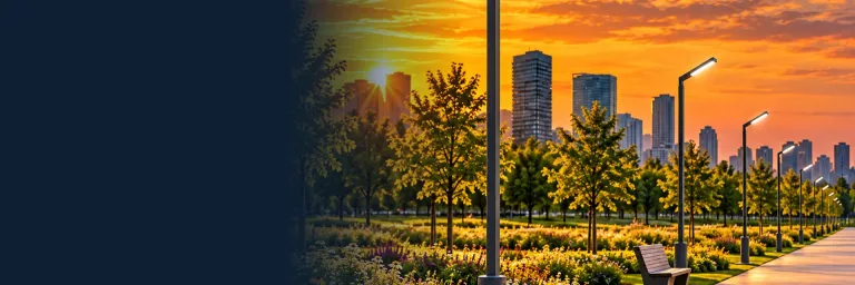 LED street lighting along a park path