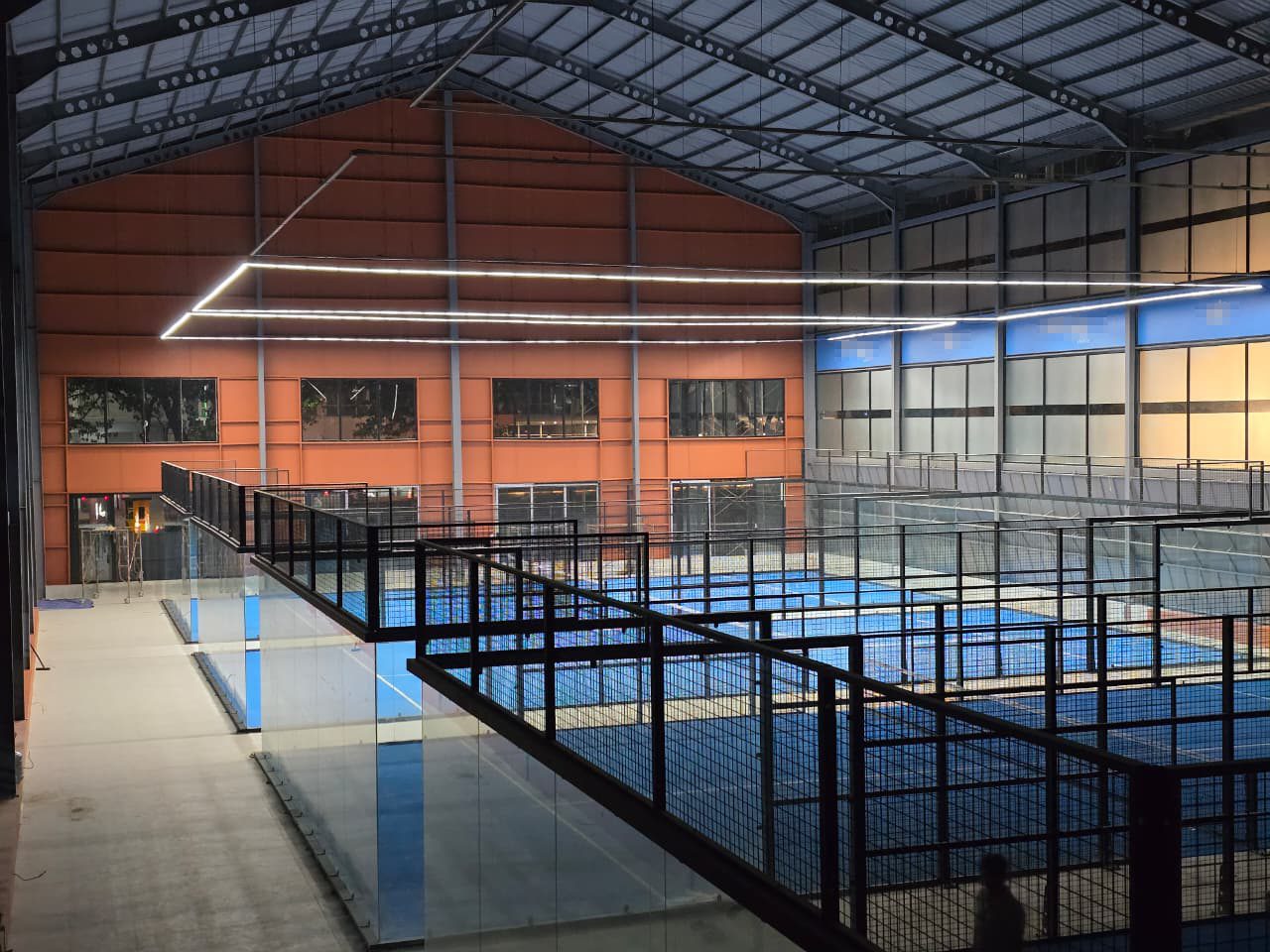 Padel courts lit with linear LED line lighting (2)