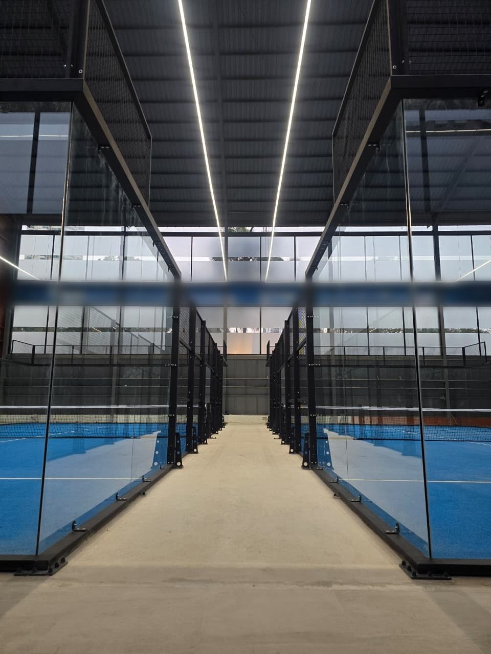 Padel courts lit with linear LED line lighting (3)