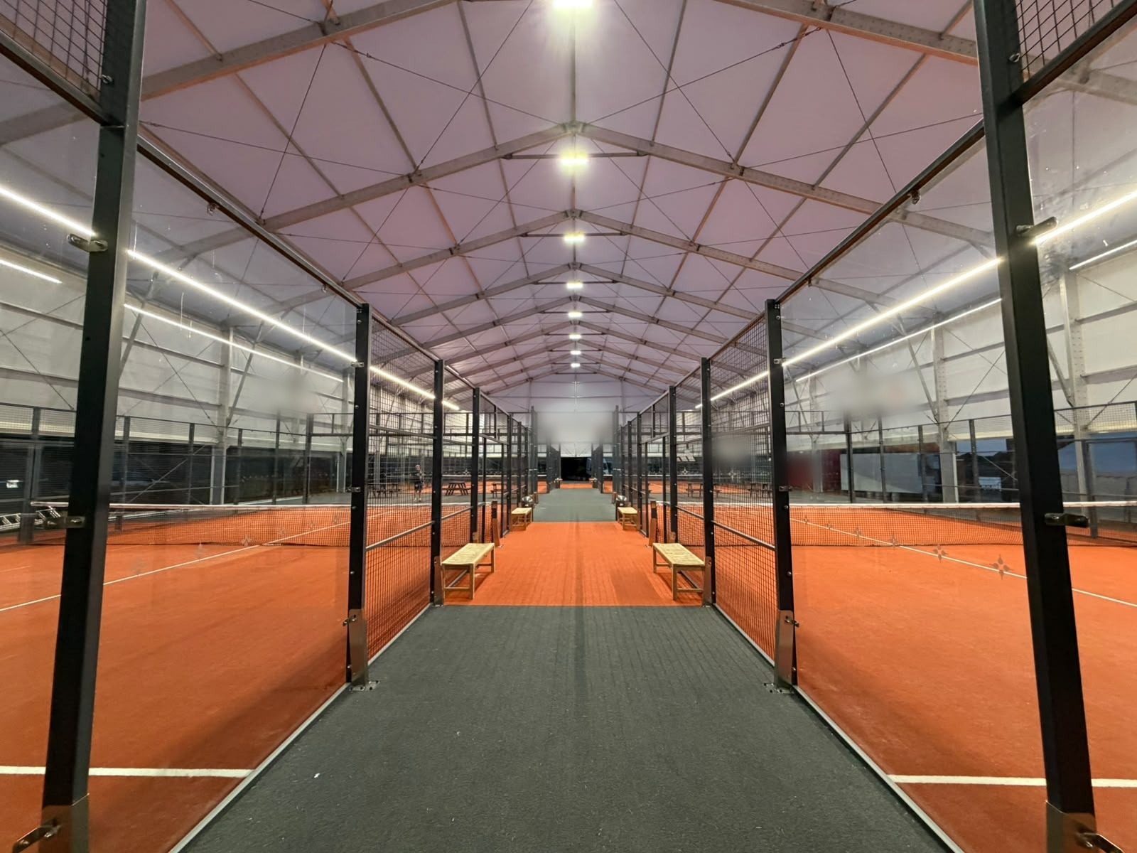 Padel courts lit with linear LED line lighting (4)